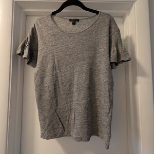 J. Crew Gray Ruffle Sleeve Tee